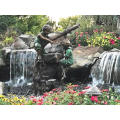 Decoração do jardim Uso Popular Designs Bronze Escultura Menino Pesca Estátua